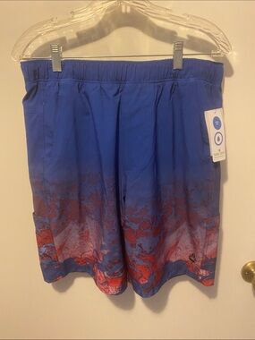Realtree Blue and Red Men’s Hybrid Shorts with Gradient Print
